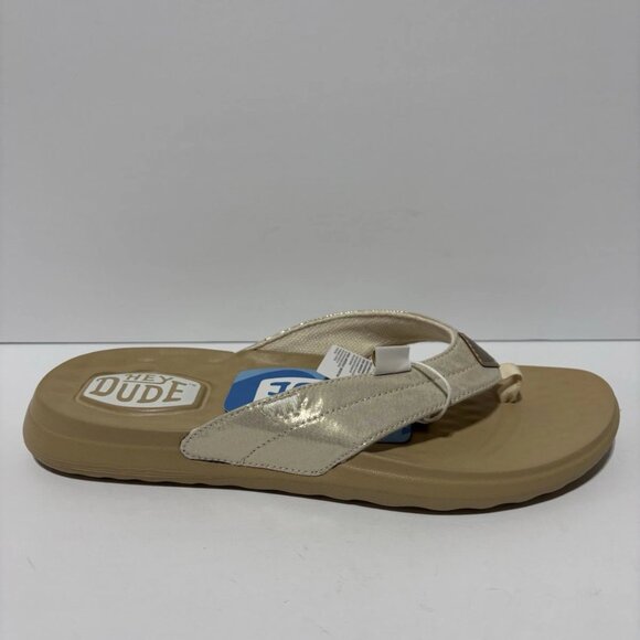 Hey Dude Women’s Christi Flip Classic Gold Sandals, Size 11 M - Picture 1 of 5